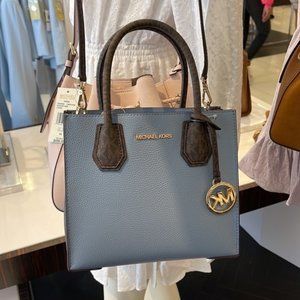 Michael Kors Mercer Medium Messenger Chambray Leather